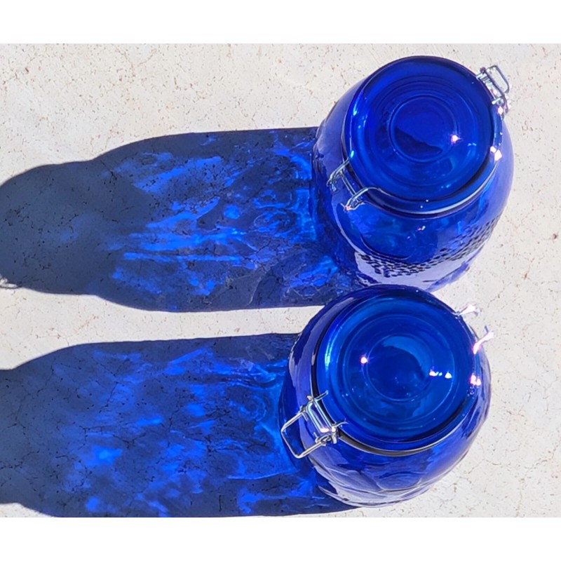 Circleware Blue Orchard cobalt blue colored glass Jars, 2 piece:
