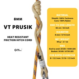 GM CLIMBING 8mm VT Prusik Hitch Cord - 32 inch Tan