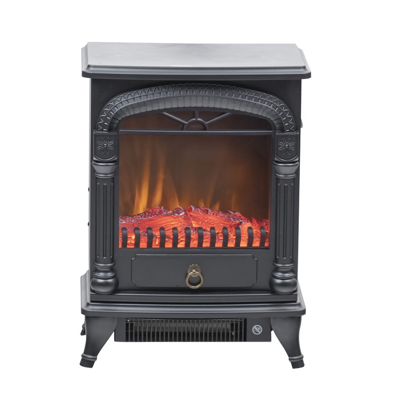 Comfort Zone Electric Fireplace Space Heater, Traditional Warm Stove Style,