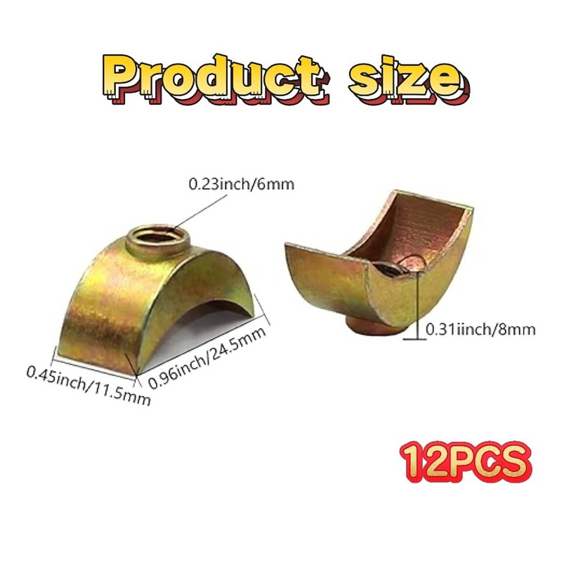 LALOCAPEYO 12PCS M6 24mm/0.94in Half Moon Nuts Washer Spacer Furniture