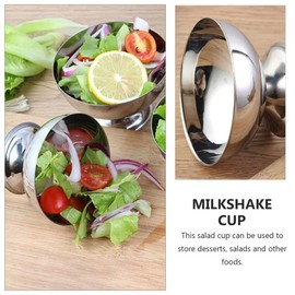 Cabilock Stainless Steel Ice Cream Bowl Metal Pudding Cups Salad Dessert Holder Snack Fruit Candy Container for DIY Ice Cream Parfait Banana Pudding 10X10CM
