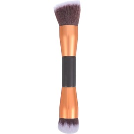 Brocha de maquillaje doble punta dorada – Compacta y ligera para rubor
