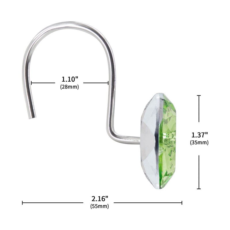 MitoVilla Sage Green Shower Curtain Hooks, Shower Hooks for Light