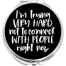 NewCharms Trying Very Hard Not to Connect David Compact with Mirrors - Perfect Pocket and Purse Size Folding Mirror for Applying Make Up Anywhere