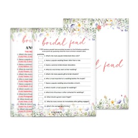 Bridal Shower Games, 25 Game Cards & 1 Answer Card, Wildflowers Theme Games Card For Wedding, Bridal Shower, Engagement, Bachelorette Party, Wedding Party Game For Decorations Favors Supplies -A01