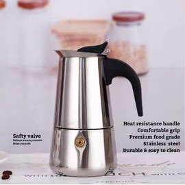 DeeKleen Stainless Steel Moka Pot, Gas/Electric Stovetop Espresso Maker, Percolator Coffee Pot Italian Percolator Cuban Café Brewing, Greca Coffee Maker (9CUP 450ml)