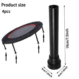 Xiaozuoyue Trampoline Replacement Legs, 19 cm Steel Tube, Set of 4, Black, with Protective Base Covers