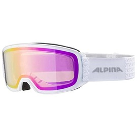 ALPINA NAKISKA Q-LITE Mirrored Contrast Enhancing OTG Ski Goggles with 100% UV Protection for Adults, White, One Size