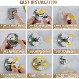 4 Pack Suction Cup Hooks Reusable No Drill Stainless Steel Shower Hooks Towel Hook Robe Hook Heavy Duty on Smooth and Non-Porous Surfaces in Bathrooms Kitchen Bedroom (Silvery*4)