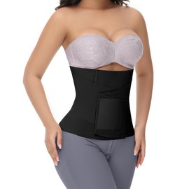 SHAPSHE Waist Trainer for Women Working out Cincher Body Shaper Tummy Control Waist Trimmer Belt Segmented Triple Wrap Black