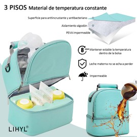 Hielera para Leche Materna,Bolsa Enfriador de Leche Materna de Doble Capa con 2 paquete de hielo,Bolsa Enfriadora de Transporte de Leche Materna de impermeable,Adecuado para Viaje y Trabajo (Rosa)