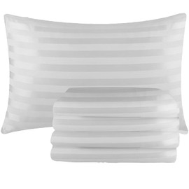 Sunshine Comforts Pillow Cases 4 pack Satin Stripes-Microfiber luxury Pillow Cases/Pillow Protectors, Hotel Quality Fabric & Wrinkle free pillowcase 4 pack (Standard Size 75x50 cm, Sliver)
