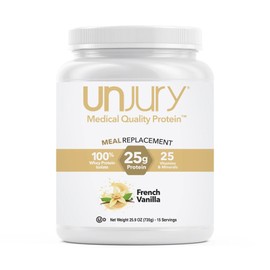 Unjury Meal Replacement Powder | Vanilla | 26g Protein | 25 Vitamins and Minerals | 100% Whey Isolate Protein Powder | Low Carb and Sugar | 15 Servings