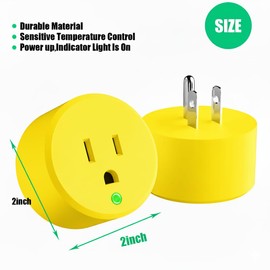Yellow Thermostatically Controlled Outlet - On at 32°F/Off at 50 °F, Thermostat Plug Outlet, Auto Close, for Chicken Water Coop Heater Heated Water Bowl Bird Bath Deicer Roof Cable (2 Pcs)