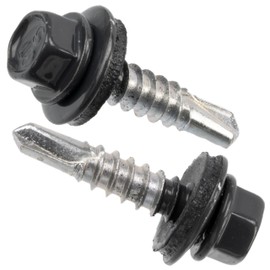 AERZETIX - C77438 - Set of 40 self-drilling self-tapping screws Ø5.5x25 mm + sealing washer EPDM - RAL 7016 - head print 8 mm hexagon - made of carbon steel