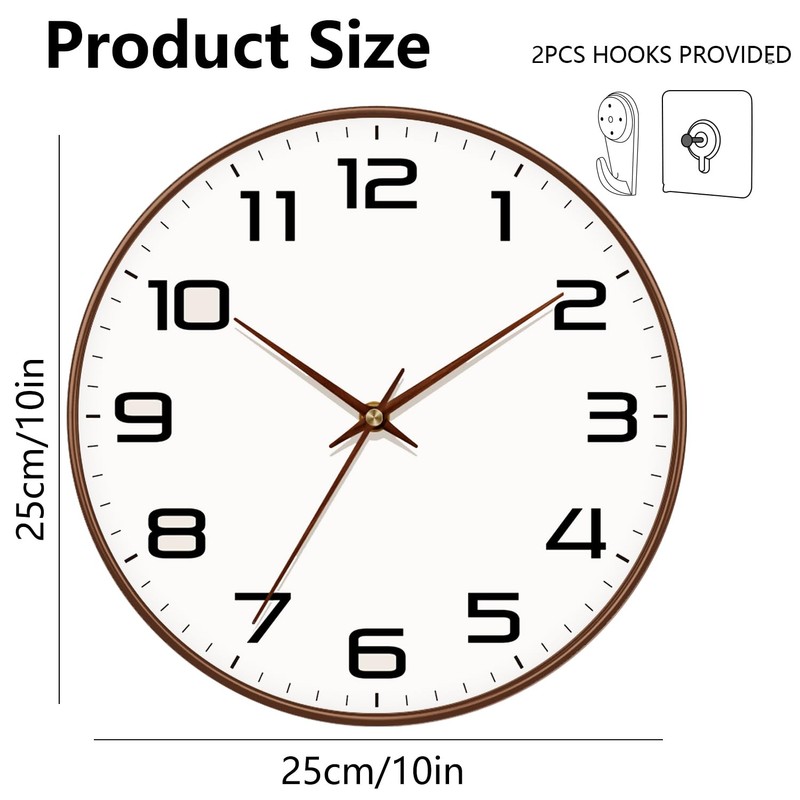 Mabpedo Woodgrain Wall Clock, Silent Non-Ticking Battery Operated Clock 10