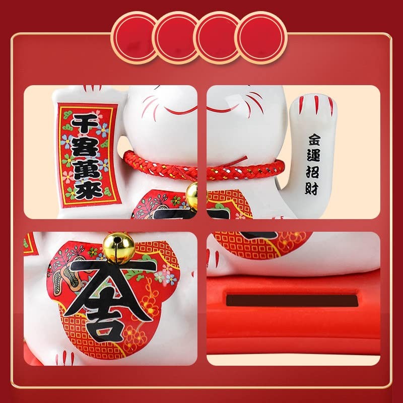 XIZHI 5 1/2” Solar Lucky Cat Waving Cat - Maneki