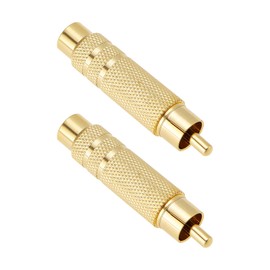 OTOTEC 2pcs RCA to 6.35mm Adapter RCA Male to 1/4" TS Female Audio Converter for Microphone Amplifier Speaker 50mm (Gold Plated)