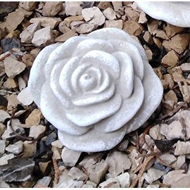 Stone Rose Flower Flower Cast Stone Frost-Proof Weatherproof Garden Decoration 8 cm Handmade - Hand Painted
