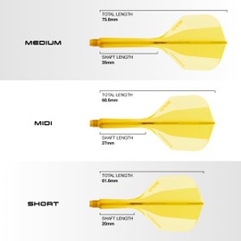 Harrows Solo Integrated Flight & Shaft System – 3 Molded Flights & Shafts – One-Piece Aero Core Construction – Fixed 90° Design for Stability (Yellow, Medium)