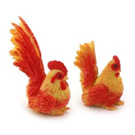 MyTinyWorld Dolls House Miniature Red And Yellow Hen And Cockerel Set
