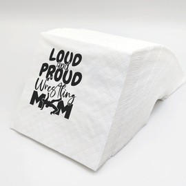 SharkBliss Funny Wrestling Mom Quotes Cocktail Napkins, 100 Pack Loud And Proud Wrestling Mom Disposable Beverage Paper Cocktail Napkins For Party Table Decor 2-Ply, 5x5" (Loud Proud Wrestling Mom)