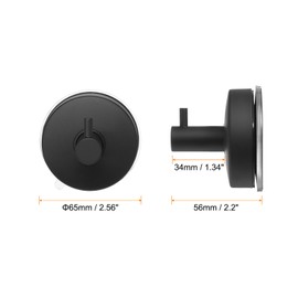 HARFINGTON 2Pcs Suction Cup Hooks 65mm / 2.56" Stainless Steel and POM Shower Towel Holder for Hanging up to 11 lbs Bathroom Kitchen Glass Door Mirror Tile Loofah Towel Coat Bat, Black