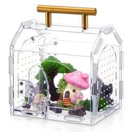 Teenyyou Jumping Spider Enclosure, Acrylic Tarantula Enclosure, Insect Terrarium with Handle and Magnetic Door, Transparent Terrarium for Reptiles, Amphibians, Spiders and Small Invertebrates