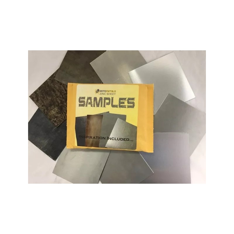 RotoMetals Zinc Sheet Sample Pack for Counter Tops, Table Tops
