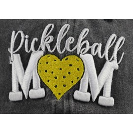 MANMESH HATT Pickleball Mom Hat for Women, Funny Mother's Day Pickleball Accessories Team Gifts, Vintage Washed Distressed Embroidered Baseball Cap for Mama, Grandma Black