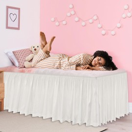Twin XL Dorm Bed Skirt,32" Long Drop College Dorm Room Bed Skirt,100% Microfiber Pre-Shrunk Fabirc,Lovely Ruffled Style,Anti Wrinkle and Machine Washable,White
