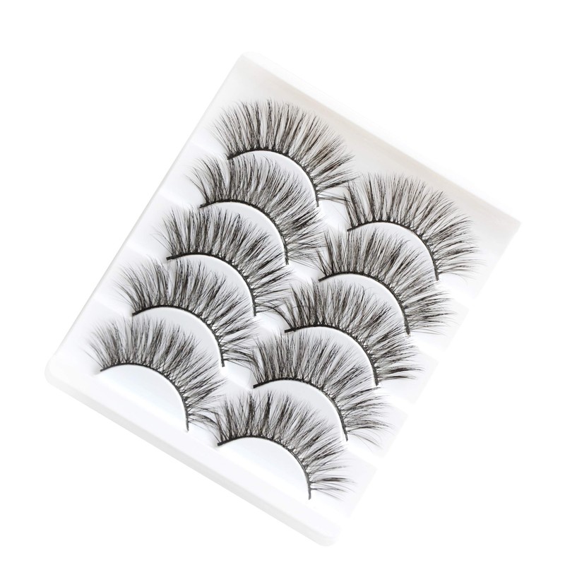 5 Pairs False Eyelashes Natural Fake Eyelashes Fluffy Hand-made Eyelashes