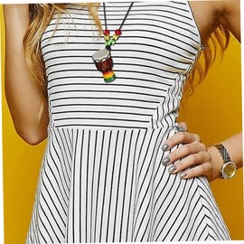15Pcs African Drums Necklaces 2x1 Inch 2 Color Wooden Classic Mini Drum Pendant Creative Gifts for Kids Adults Party Supplies School