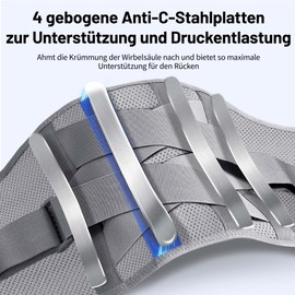 Jokisa Back Brace with Support Struts, Lumbar Support Made of Breathable Nylon Fabric, Relieves Back Muscles and Posture Correction, Intervertebral Disc Belt for Work and Sports (M)