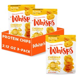 Whisps Cheese Crisps Cheddar Cheese | Protein Chips | Healthy Snacks | Protein Snacks, Gluten Free, High Protein, Low Carb Keto Food (2.12 Oz, 3 Pack)