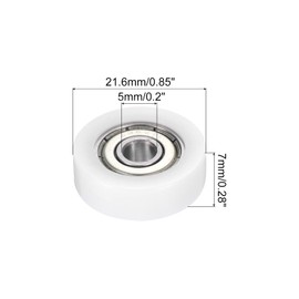 PATIKIL Nylon Pulley Wheel 5x21.6x7mm, 4 Pack 608zz Bearing Sliding Conveyor Roller Wheel for Door Window Drawer Hardware Driving Mechanical Equipment, White