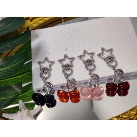AYYSHULAN Cute Cherry Keychain Bag Charms Star Keyring Sweet Aesthetic Y2K Accessory Kawaii Purse for Car Keys Women Girls,Pink
