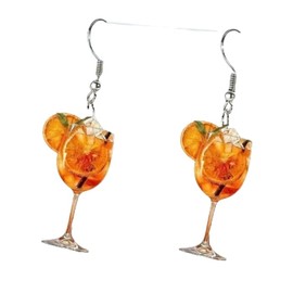 Party-Themed Acrylic Juice Earrings, Creative Cocktail Design Dangle Earrings summer holiday orange