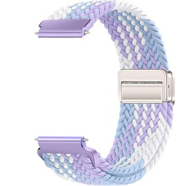 Issinlky 18 mm 20 mm 22 mm Nylon Braided Bracelet, Quick Release Elastic Bracelet for Women Men, 22 mm