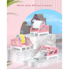 MUNBYN Label Holder for Rolls and Stack Fan-Fold Labels, ILH01, Pink