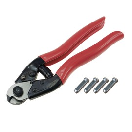 Muzata Bike Cable Cutter Wire Rope Heavy Duty Stainless Steel Aircraft Up to 5/32" for Deck Stair Railing Seal Metal Housing Fencing with 4Pcs Bike Bicycle Cable Cap End M015, CT1