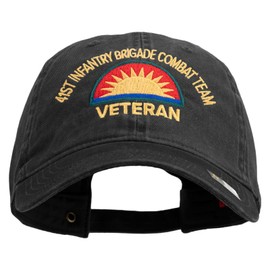 U.S. Army 41st Infantry Brigade Combat Team Embroidered Washed Solid Pigment Dyed Cotton Twill Brass Buckle Cap - Black OSFM