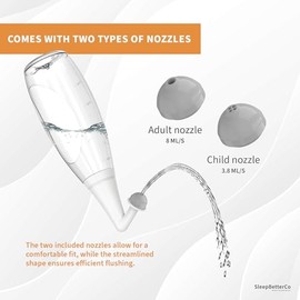 Irrigador nasal, botella de enjuague sinusal, sin BPA, diseño ergonómico, 2 puntas para adultos/niños, reduce los ronquidos, alivia la congestión, fác