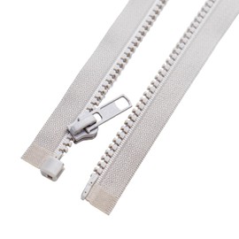 Sawoake - 2 cremalleras separadoras de 24 pulgadas para abrigos de costura, chamarra con cierre, cremalleras de plástico moldeado gris, herramientas de costura a granel para prendas de vestir, bolsas,