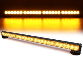 FOXCID 24 LED Emergency Hazard Warning Strobe Flashing Light Bar Wireless Battery W/Magnetic Base and Rechargeable Plug for Beacon Rooftop Safety Vehicles Tow Trucks Tractor Snowplow, Amber