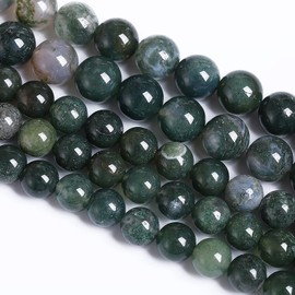 6MM 60PCS Natural Stone Green Moss Agate Round Loose Beads for Jewelry Making DIY Bracelet Necklace