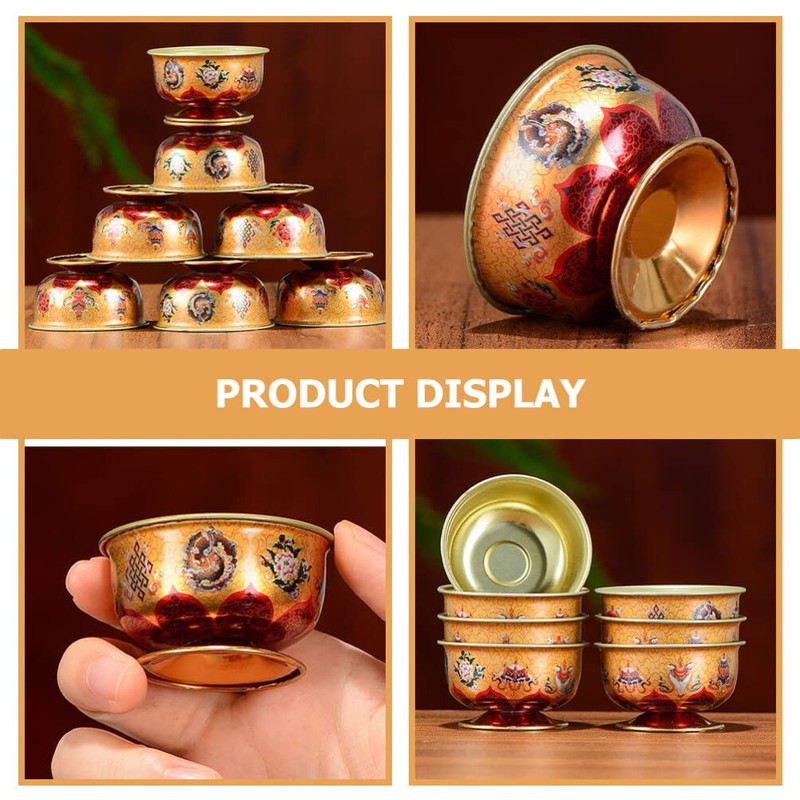 Ciieeo 7pcs Feng Shui Alloy Offering Bowl - Worship Cup,