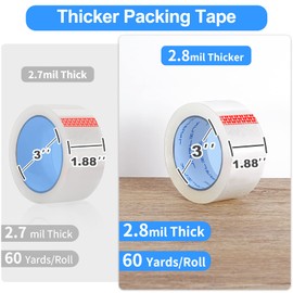 JARLINK Clear Packing Tape (36 Rolls), Heavy Duty Packaging Tape for Shipping Packaging Moving Sealing, Stronger & Thicker 2.8mil, 1.88 inches Wide, 60 Yards Per Roll, 2160 Total Yards