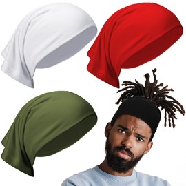 Sintege 4 Pcs DreadLocks Tube Sock Wide Elastic Headband Loc Cap Long Hair Dreads Head Wrap Unisex Spandex for Women Men(Black, White, Green and Red, 12 x 9.8 Inches)