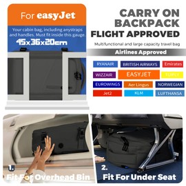 VOESLD for Easyjet Cabin Bag 45x36x20, Travel Backpack Dark Grey, Rucksack for Men Women Carry on Travel Bag Laptop Backpack, Can be Used as a Sports Backpack, Leisure, Work Bag